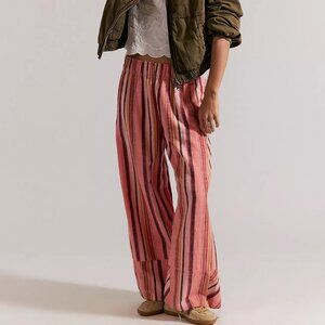 Day's End Linen Striped Pull-On Pants